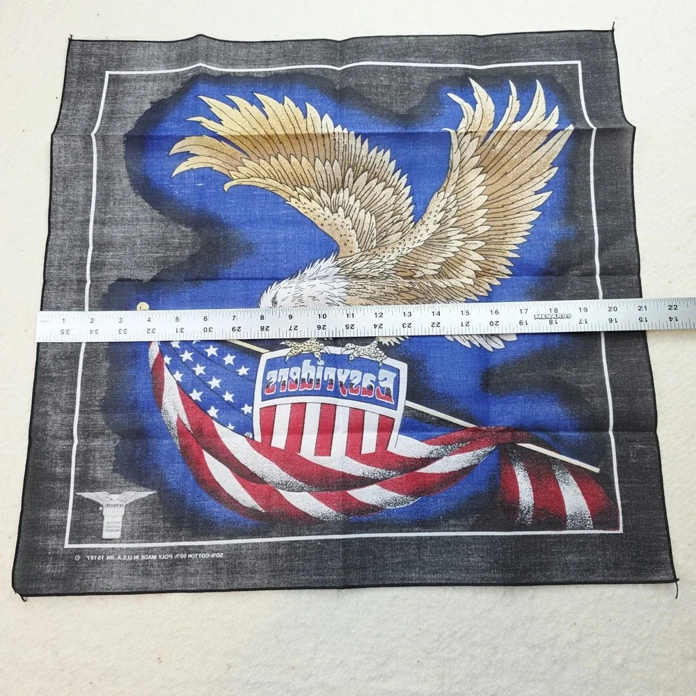 Vtg Official Easyriders Motorcycle Bandana Bald Eagle American Flag Black USA